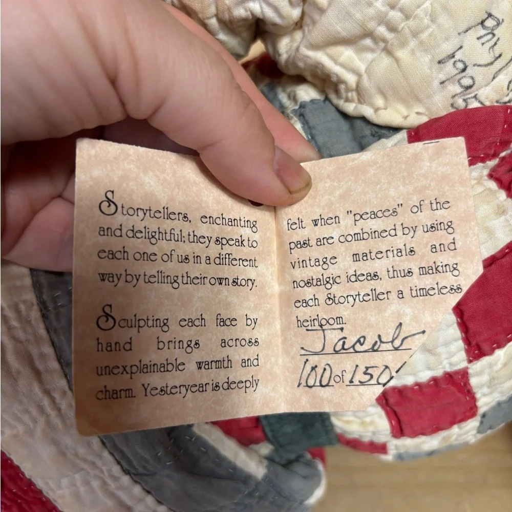 Vintage Storytellers Santa Doll with Patchwork Quilt jacket‎ and molded face